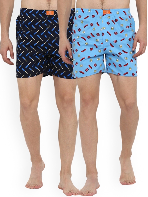 

Joven Men Pack of 2 Printed Pure Cotton Boxers JB2P-NBU, Blue