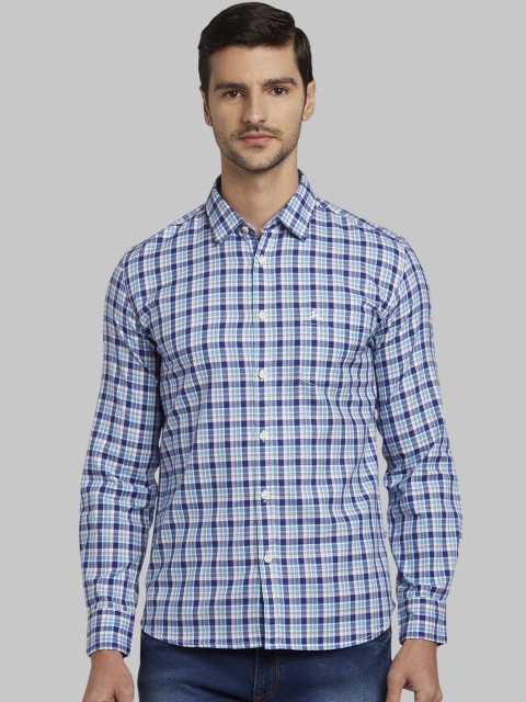 

Parx Men Blue Slim Fit Checked Casual Shirt