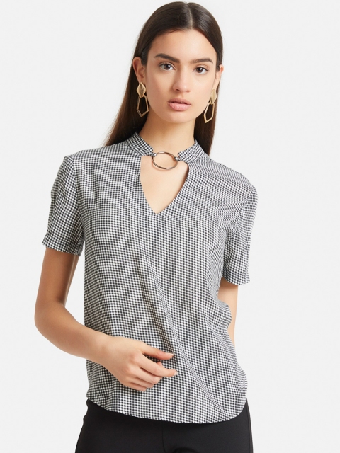 

Kazo Women Black Checked A-Line Top
