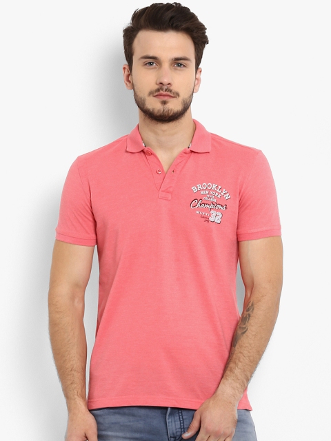 

Mufti Men Pink Solid Polo Collar Slim Fit T-shirt