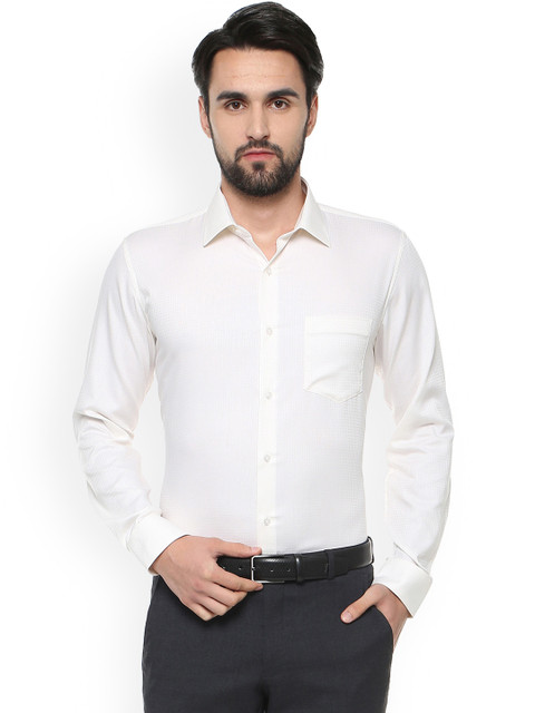 

Van Heusen Men White Slim Fit Self Design Formal Shirt