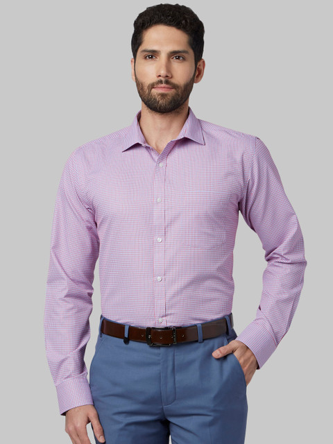 

Park Avenue Men Red & Blue Slim Fit Checked Formal Shirt