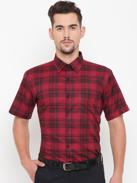 

Hancock Men Red & Black Slim Fit Checked Formal Shirt