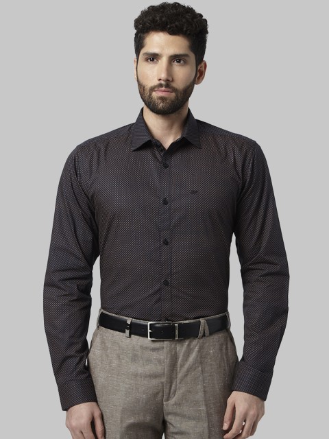 

Park Avenue Men Navy Blue & Brown Slim Fit Printed Formal Shirt