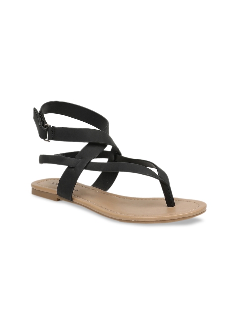 

Call It Spring Women Black Solid Open Toe Flats