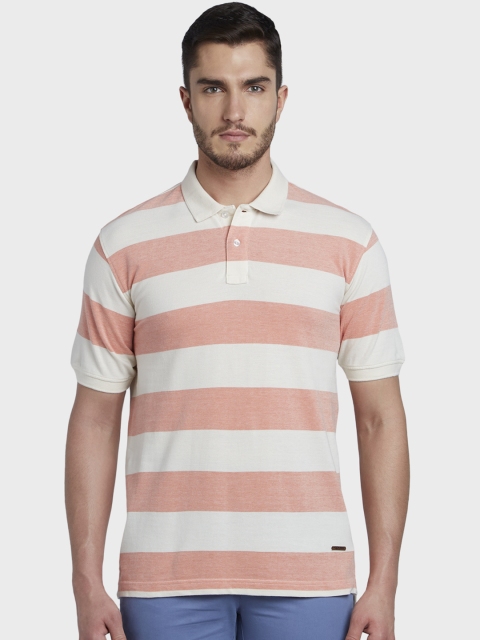

ColorPlus Men Red & White Striped Polo Collar T-shirt
