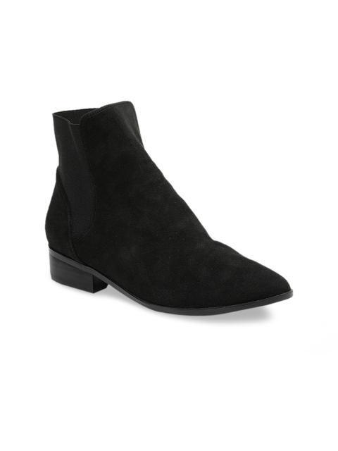 

ALDO Women Black Solid Suede Mid-Top Heeled Boots