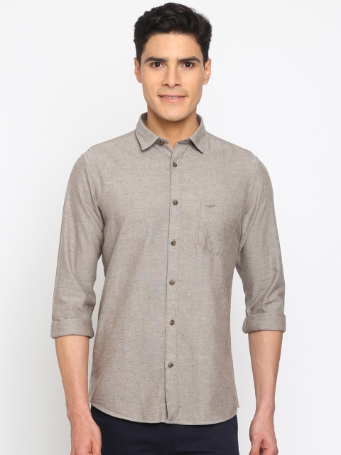 

Crocodile Men Beige Slim Fit Self Design Casual Shirt