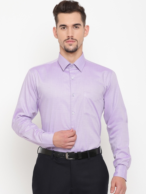 

Hancock Men Purple Slim Fit Self Design Formal Shirt