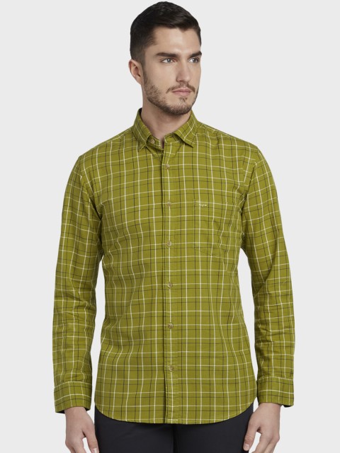 

ColorPlus Men Green Tailored Fit Checked Casual Shirt