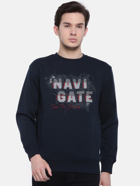 

t-base Men Navy Blue Printed Sweatshirt