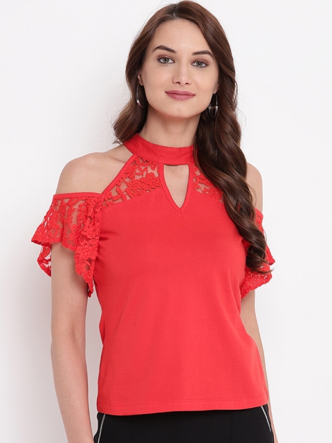 

Texco Women Red Self Design Top