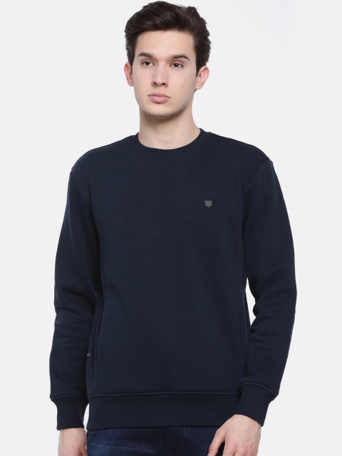 

t-base Men Navy Blue Solid Sweatshirt