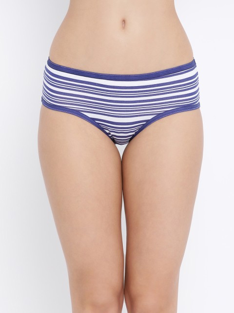 

Clovia Women Blue & White Striped Hipster Briefs PN3184P08