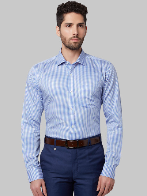 

Park Avenue Men Blue & White Slim Fit Checked Formal Shirt