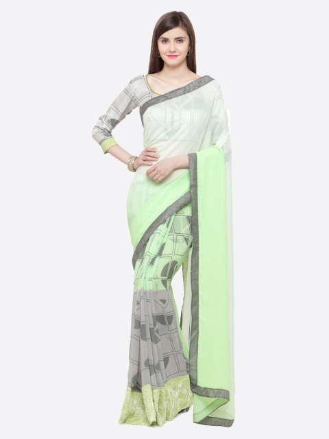 

Shaily Green Printed Pure Georgette Saree
