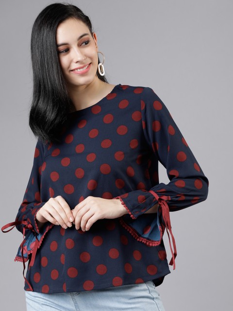 

Tokyo Talkies Women Navy Blue & Red Printed A-Line Top