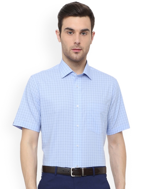 

Van Heusen Men Blue Custom Boxy Checked Formal Shirt