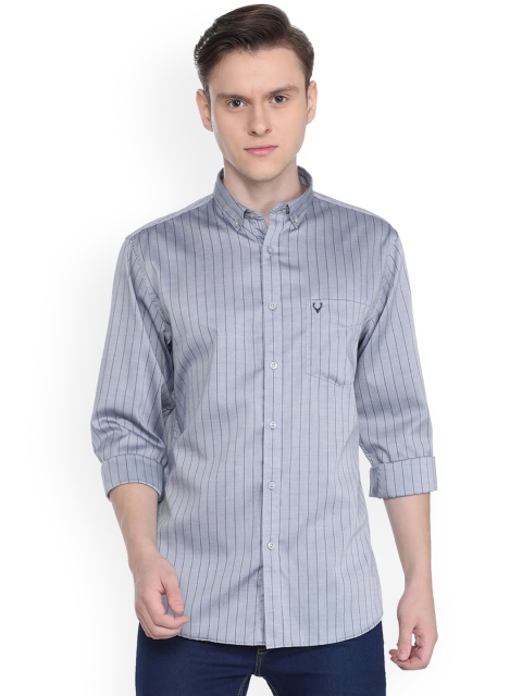 

Allen Solly Men Grey Slim Fit Striped Casual Shirt