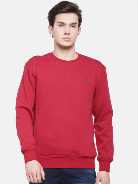 

t-base Men Red Solid Sweatshirt