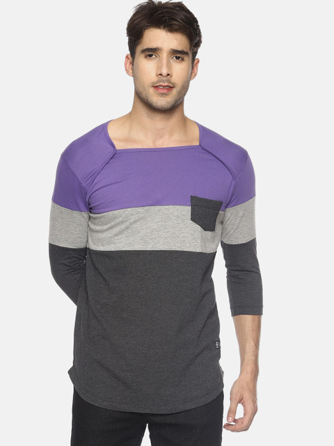 

KULTPRIT Men Multicoloured Colourblocked Round Neck T-shirt, Multi