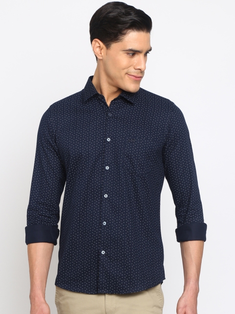 

Crocodile Men Navy Blue Slim Fit Printed Casual Shirt