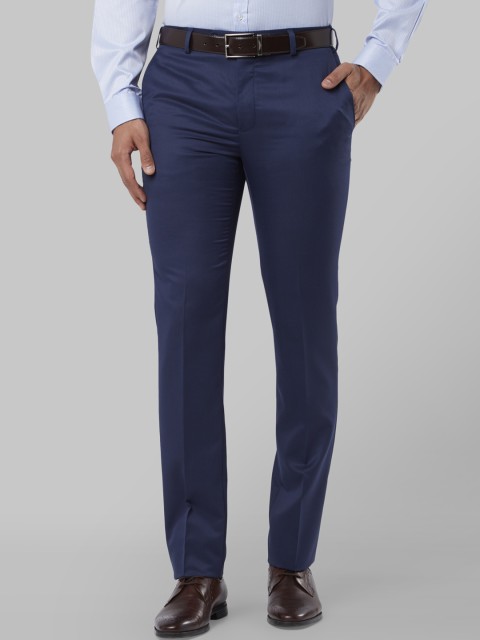 

Raymond Men Blue Slim Fit Solid Formal Trousers