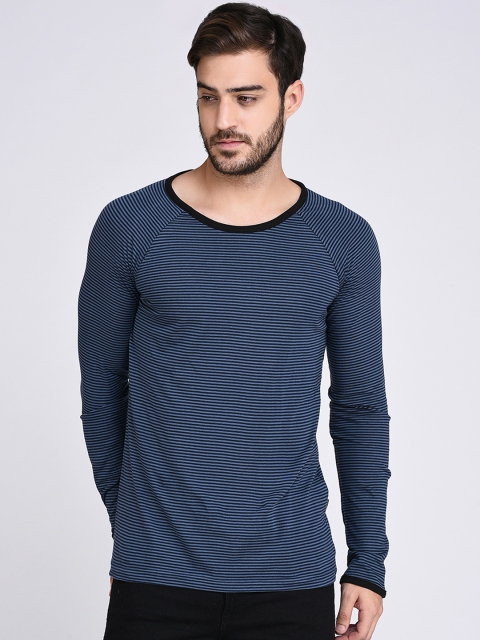 

Rigo Men Blue Striped Round Neck T-shirt