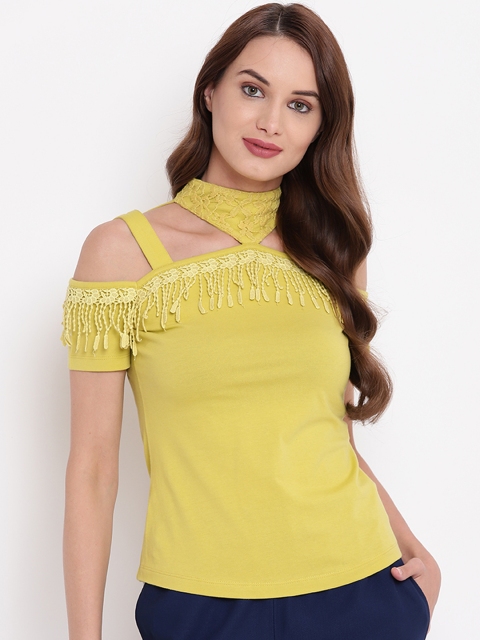 

Texco Women Yellow Self Design Pure Cotton Top