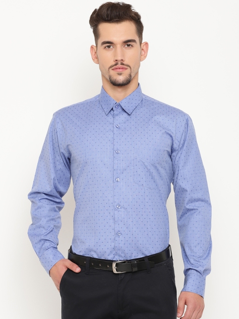 

Hancock Men Blue Slim Fit Self Design Formal Shirt