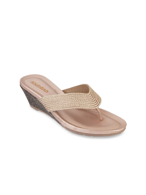 

SOLE HEAD Women Gold-Toned Woven Design Heels