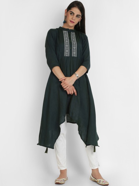 

Heart of Gold Women Green Yoke Design A-Line Asymmetric Kurta
