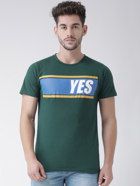 

Tinted Men Green Solid Round Neck T-shirt