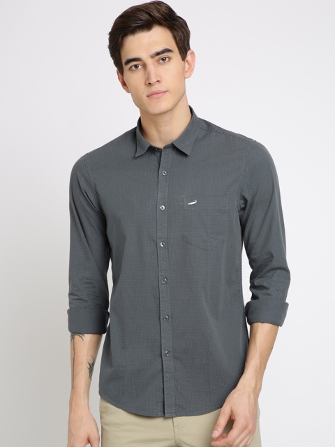 

Crocodile Men Grey Slim Fit Printed Casual Shirt