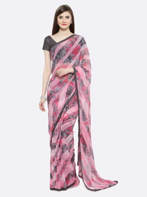 

Shaily Pink Printed Pure Georgette Saree