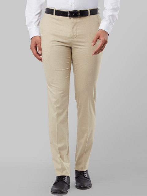 

Raymond Men Beige Slim Fit Checked Formal Trousers