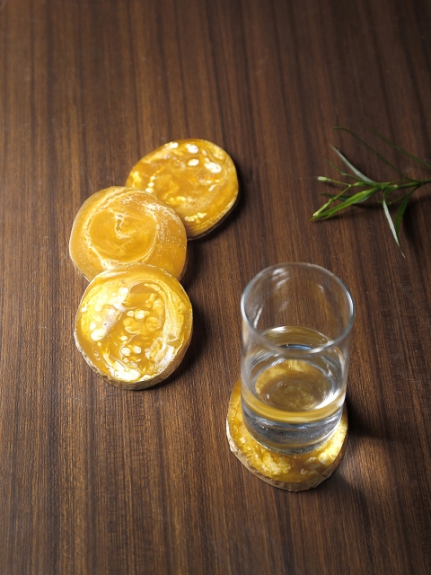 

Dennmark Set of 4 Orange Handpainted Wooden Coasters