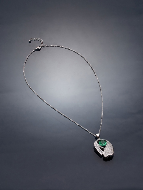 

shaze Green Brass Rhodium-Plated Chain