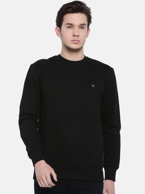 

t-base Men Black Solid Sweatshirt