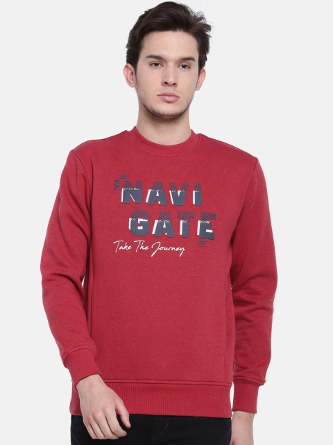 

t-base Men Red Printed Sweatshirt