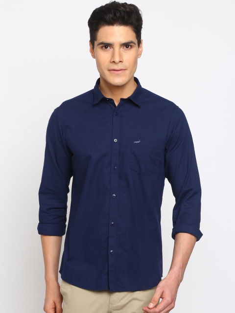 

Crocodile Men Navy Blue Slim Fit Solid Casual Shirt