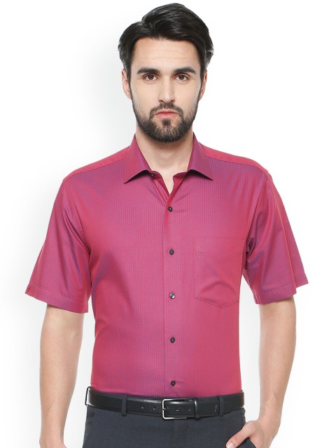 

Van Heusen Men Pink Regular Fit Self Design Formal Shirt