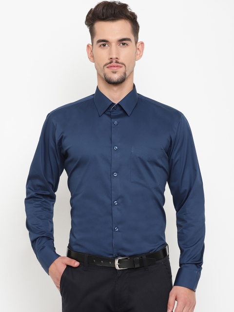 

Hancock Men Navy Blue Slim Fit Solid Formal Shirt