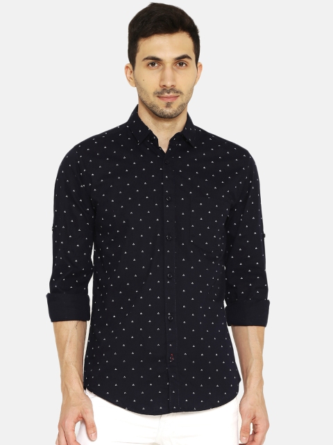 

IVOC Men Navy Blue Slim Fit Printed Casual Shirt