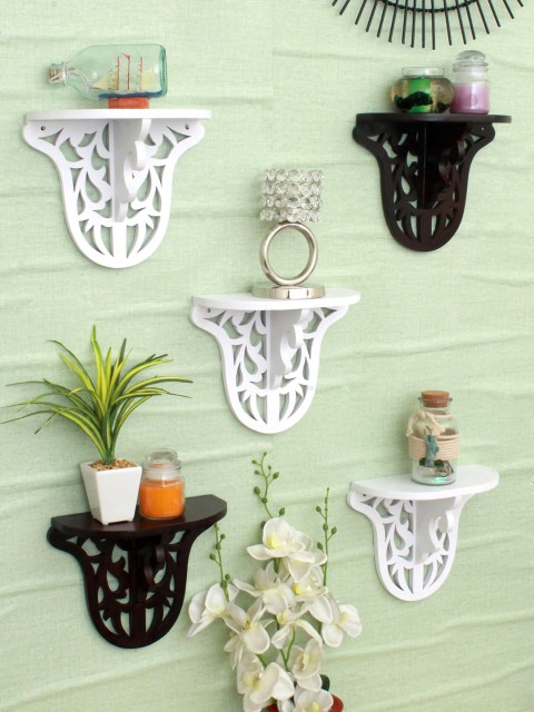 

Home Sparkle Set of 5 Carved Wall Shelves, White