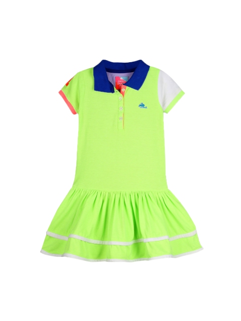 

Cherry Crumble Girls Florescent Green Solid Shirt Dress, Fluorescent green