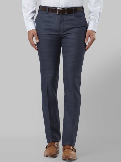 

Raymond Men Blue Slim Fit Checked Formal Trousers