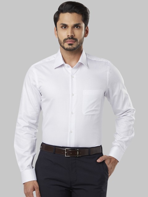 

Raymond Men White & Purple Regular Fit Checked Formal Shirt
