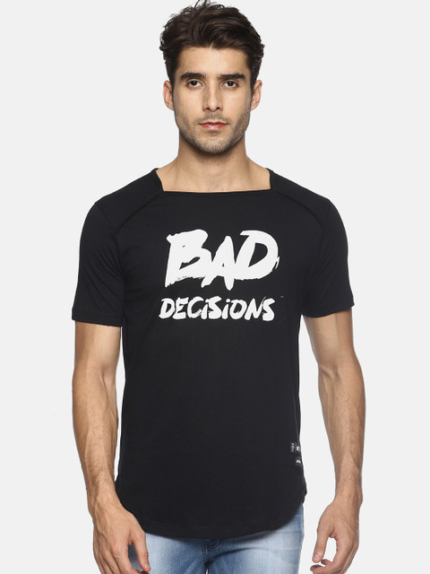 

KULTPRIT Men Black Printed Round Neck T-shirt