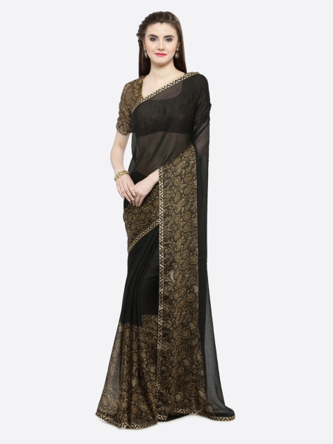 

Shaily Black Printed Pure Chiffon Saree